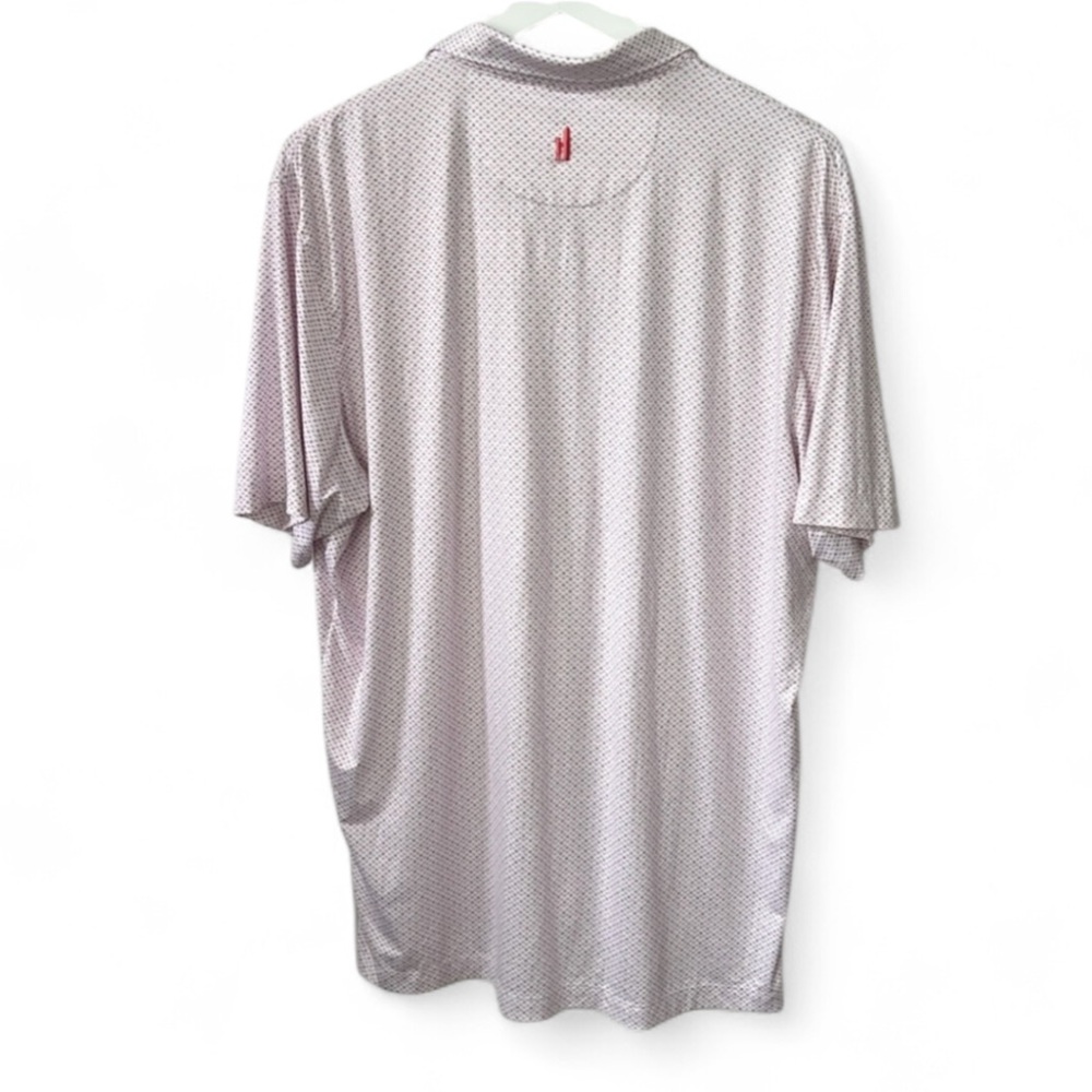 johnnie-O Featherweight UPF50 white Pink blue Golf Shirt Custom Embroider Sz L - Picture 2 of 7